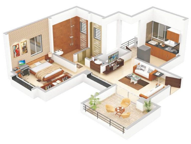 Floor plan of 1 BHK 316 Sq. Ft. Apartment in Essen Aishwaryam Courtyard Phase II, Pune