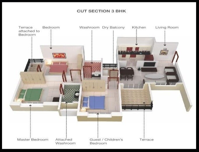 Floor plan of 2 BHK 630 Sq. Ft. Apartment in Essen Shonest Towers, Pune