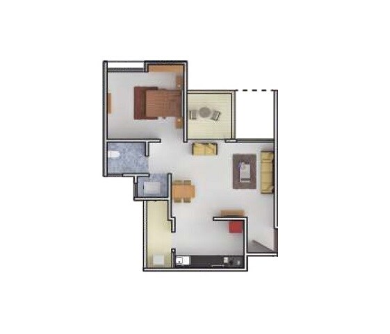 Floor plan of 1 BHK 371 Sq. Ft. Apartment in Excellaa Kalash Homes, Pune