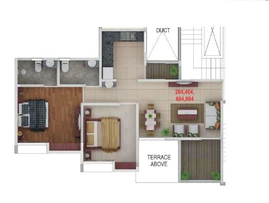 Floor plan of 2 BHK 615 Sq. Ft. Apartment in F5 Realtors Green County, Pune