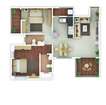 2 BHK 611 Sq. Ft. Apartment