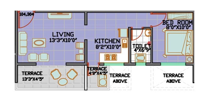 Floor plan of 1 BHK 401 Sq. Ft. Apartment in Floret Siddhi Avenue, Pune
