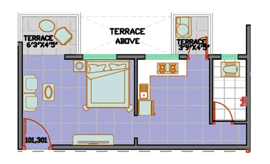 Floor plan of 304 Sq. Ft. Studio in Floret Siddhi Avenue, Pune