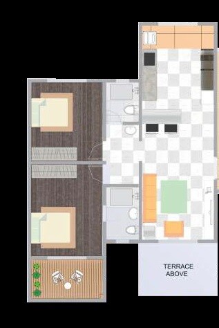 Floor plan of 2 BHK 636 Sq. Ft. Apartment in Florida River Bank, Pune