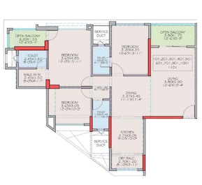 3 BHK 970 Sq. Ft. Apartment in Fortune Ankur Apartments