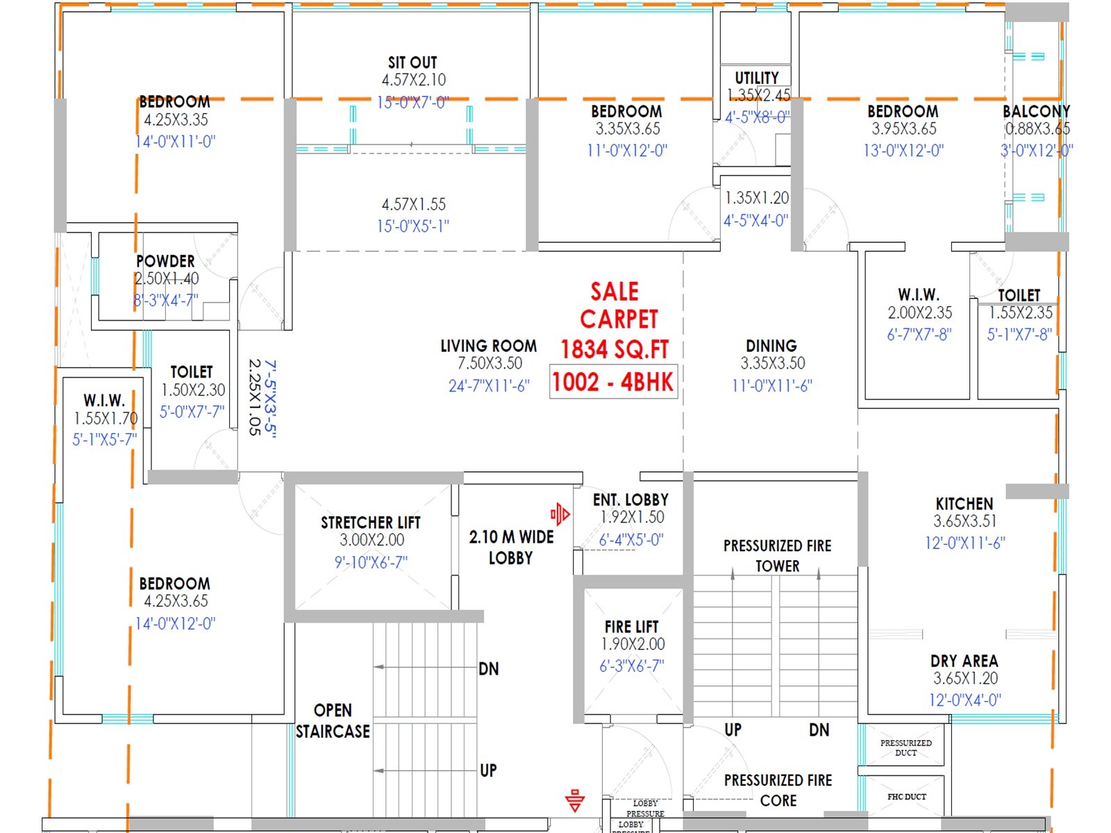 4 BHK 1834 Sq. Ft. Apartment