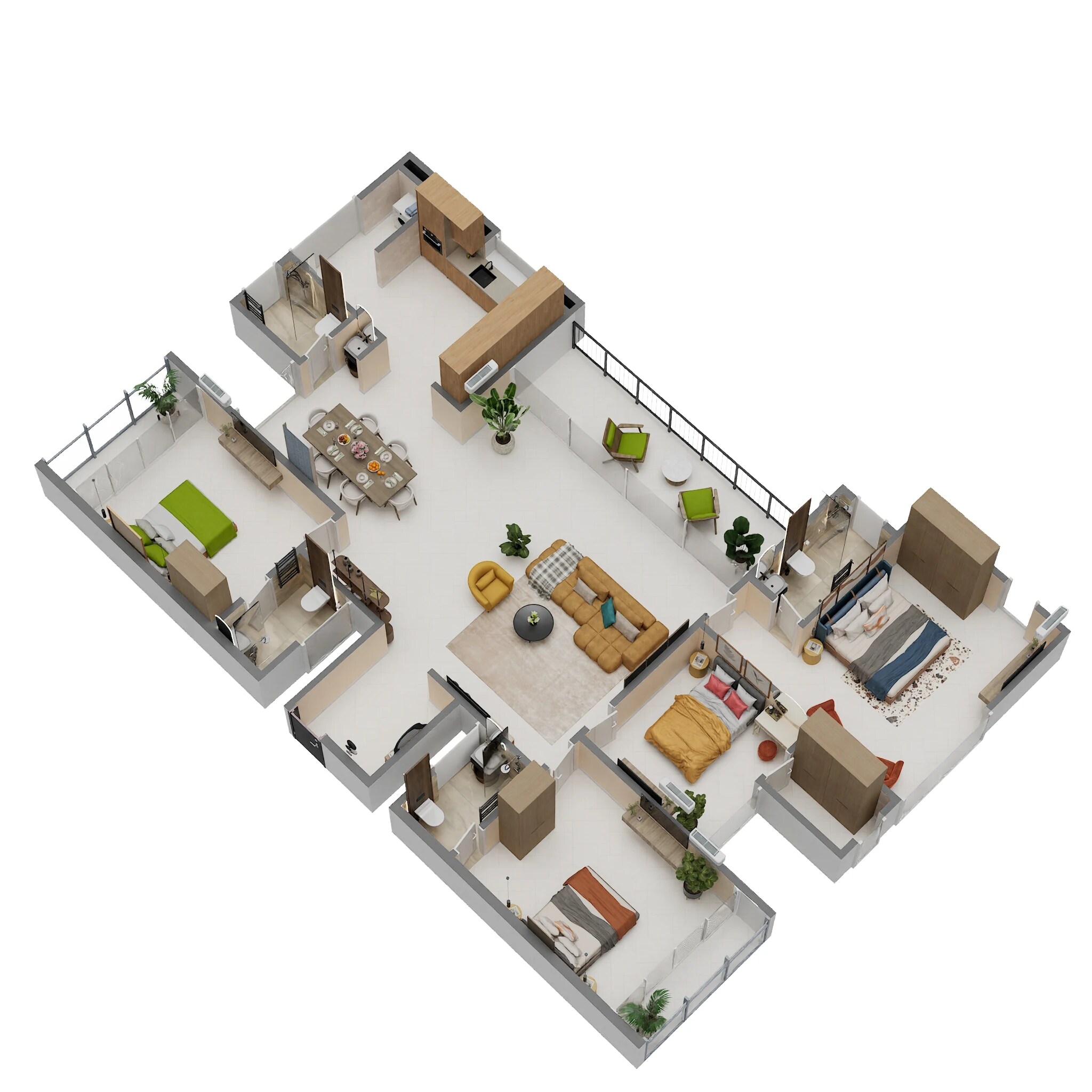 Floor plan of 4 BHK 1876 Sq. Ft. Apartment in Fortune Apoorva Apartments, Pune