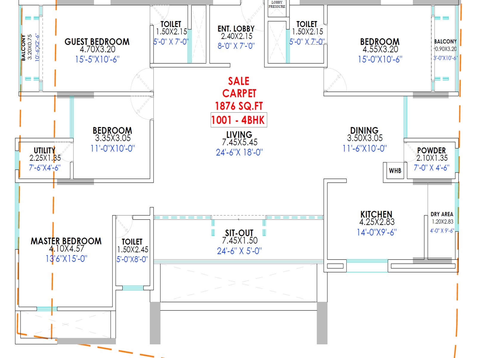 4 BHK 1876 Sq. Ft. Apartment