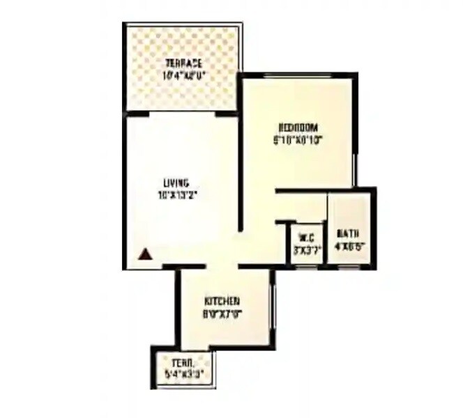Floor plan of 1 BHK 445 Sq. Ft. Apartment in Fortune Vedas, Pune