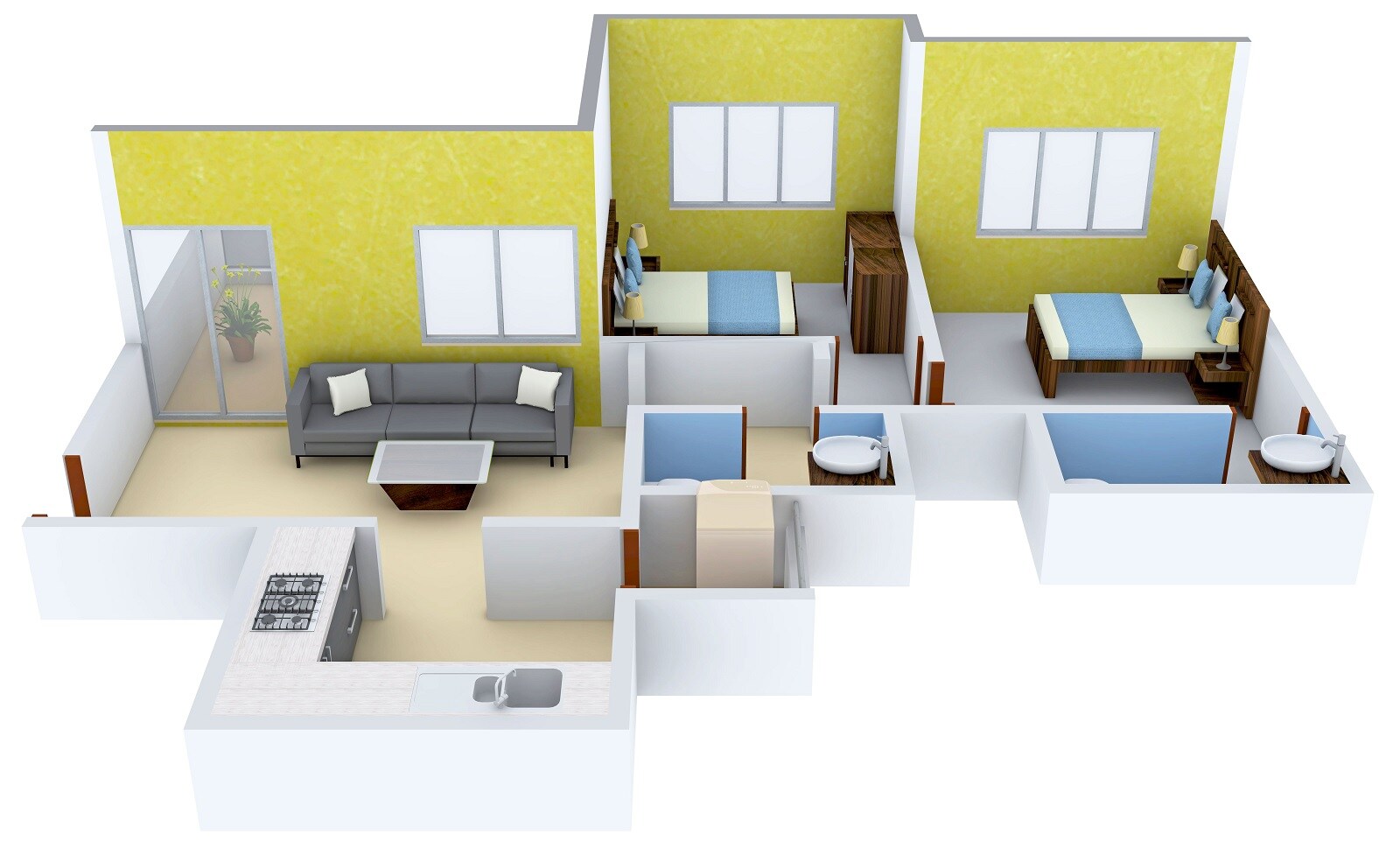 Floor plan of 1 BHK Apartment - 347 sq. ft. in G K Armada, Pune