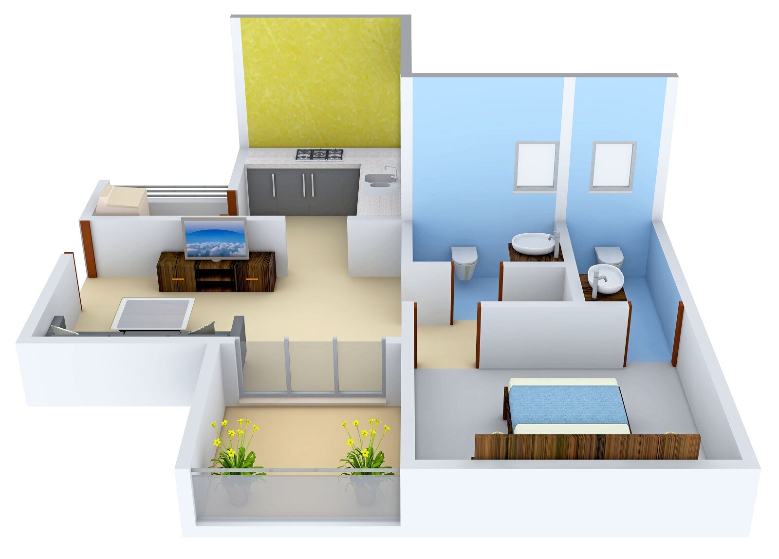 Floor plan of 1 BHK Apartment - 405 sq. ft. in G K Armada, Pune