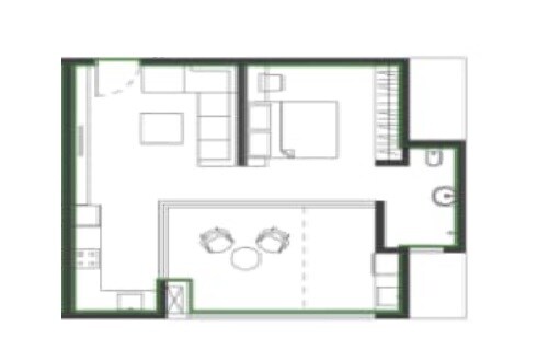 Floor plan of 1 BHK 502 Sq. Ft. Apartment in Gadsing Cradle Of Life, Pune