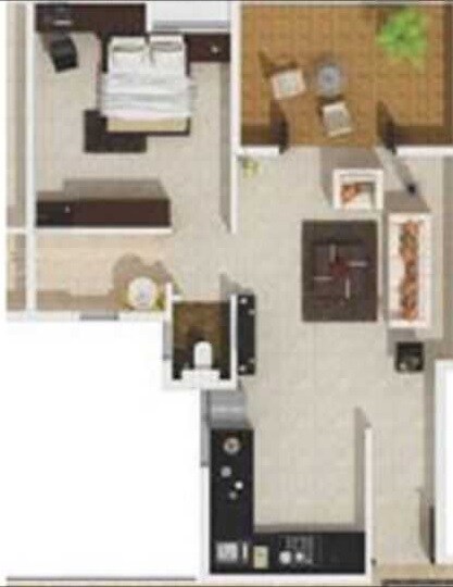 Floor plan of 1 BHK 446 Sq. Ft. Apartment in Gagan Akanksha, Pune