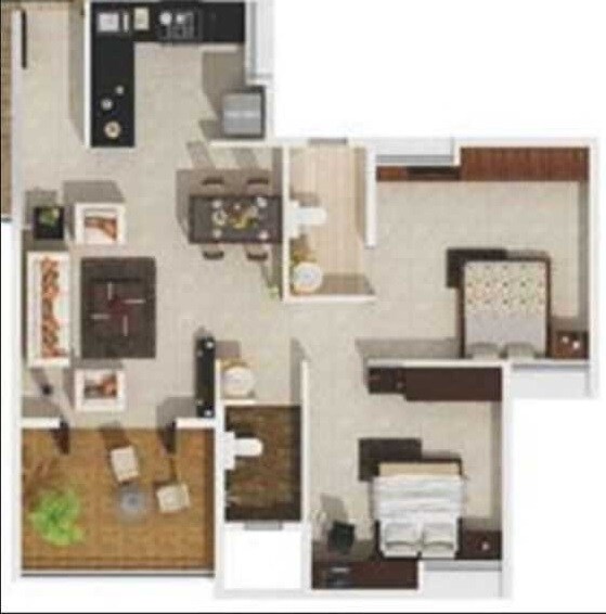 Floor plan of 2 BHK 465 Sq. Ft. Apartment in Gagan Akanksha, Pune