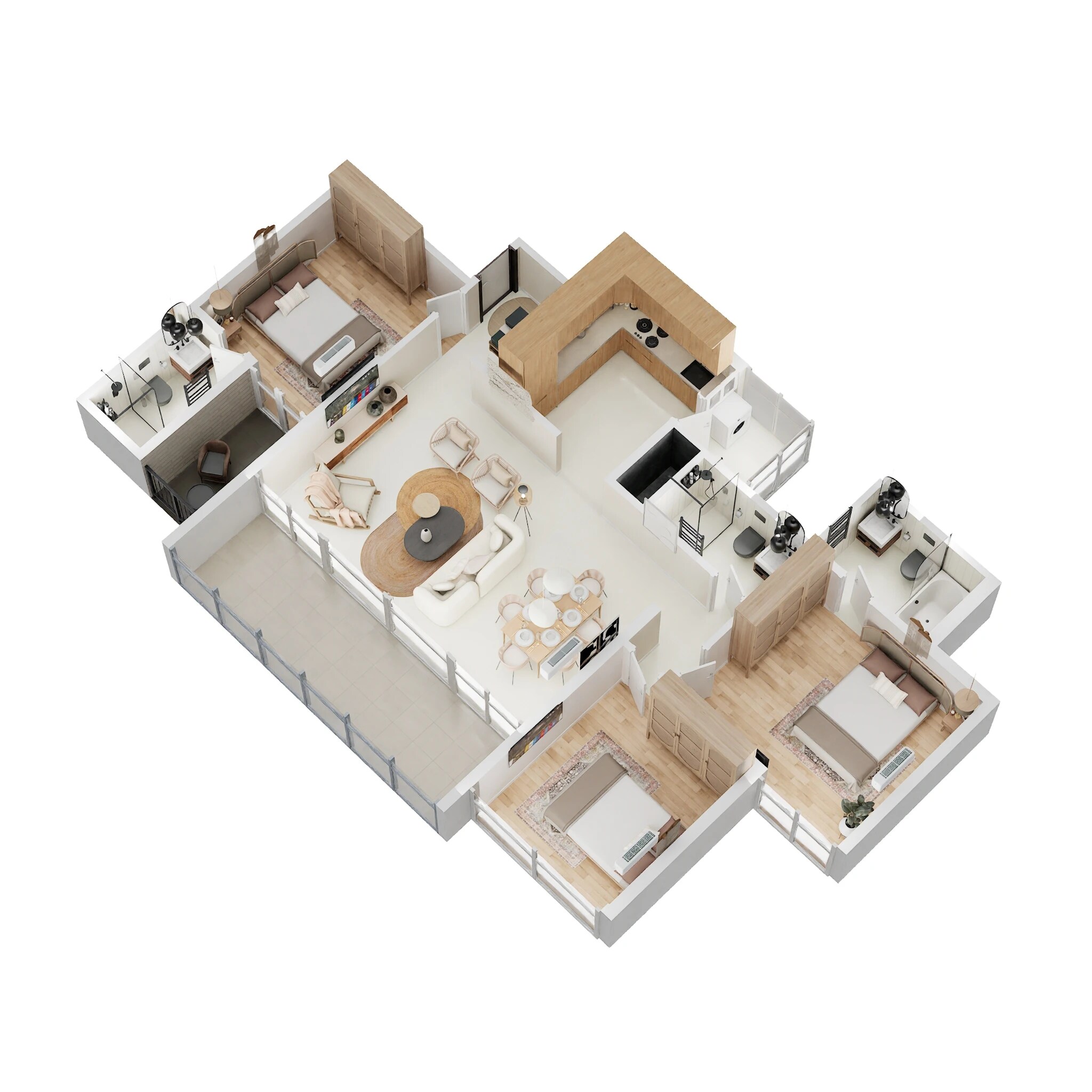 Floor plan of 3 BHK 1163 Sq. Ft. Apartment in Gagan Klara, Pune