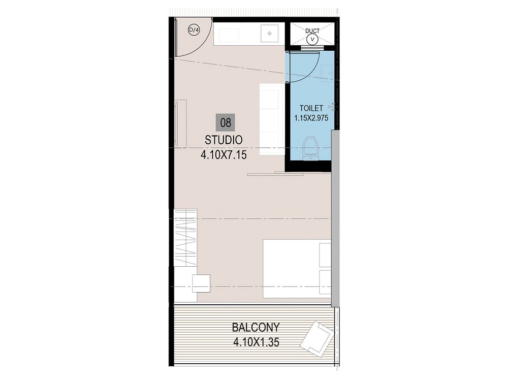 Floor plan of 281 Sq. Ft. Studio in Gagan Klara, Pune