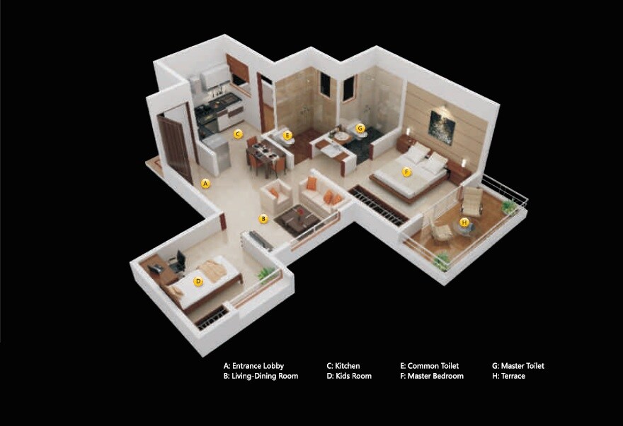 2 BHK 563 Sq. Ft. Apartment