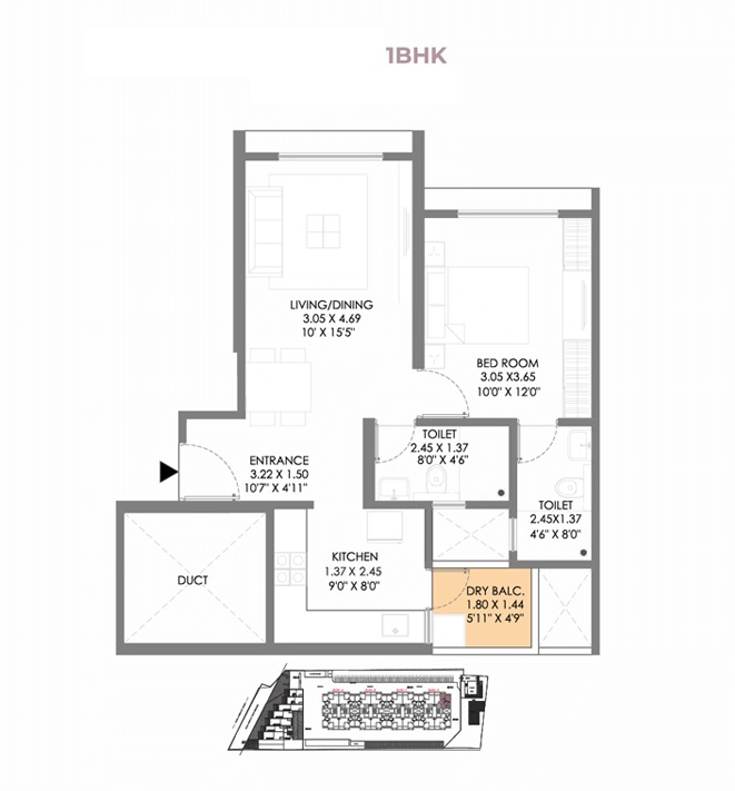 1 BHK 495 Sq. Ft. Apartment in Gagan Myra