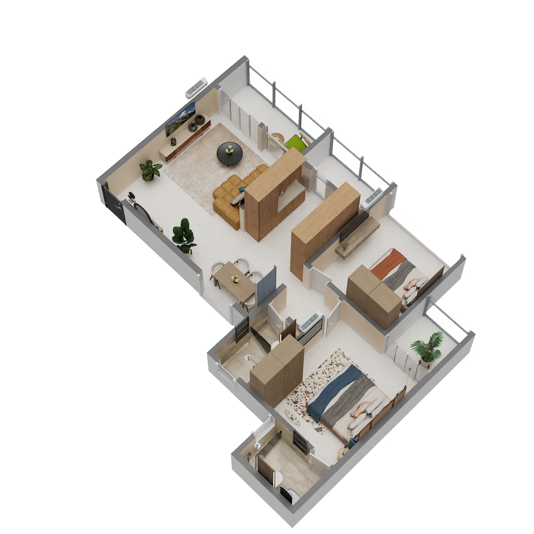 Floor plan of 2 BHK 536 Sq. Ft. Apartment in Galaxy Orizzonte, Pune