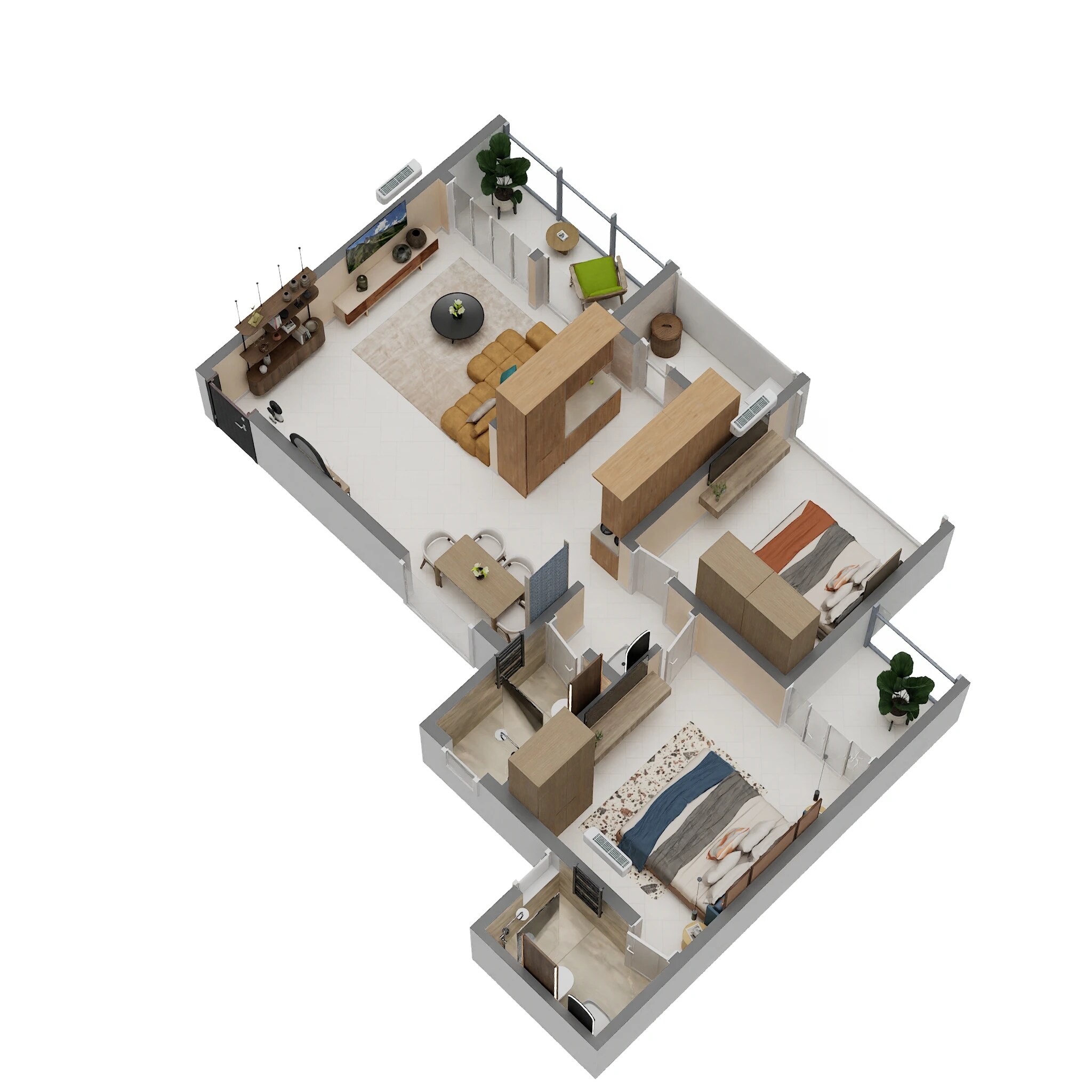 Floor plan of 2 BHK 806 Sq. Ft. Apartment in Galaxy Orizzonte, Pune