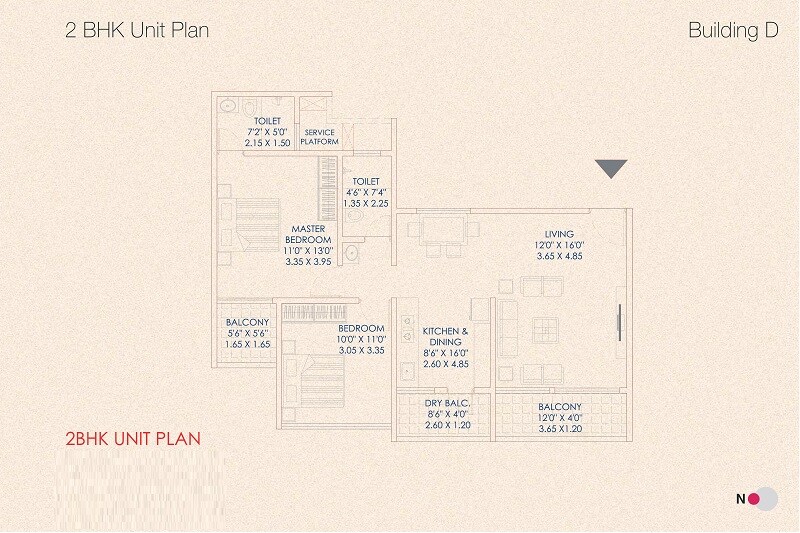 2 BHK 806 Sq. Ft. Apartment