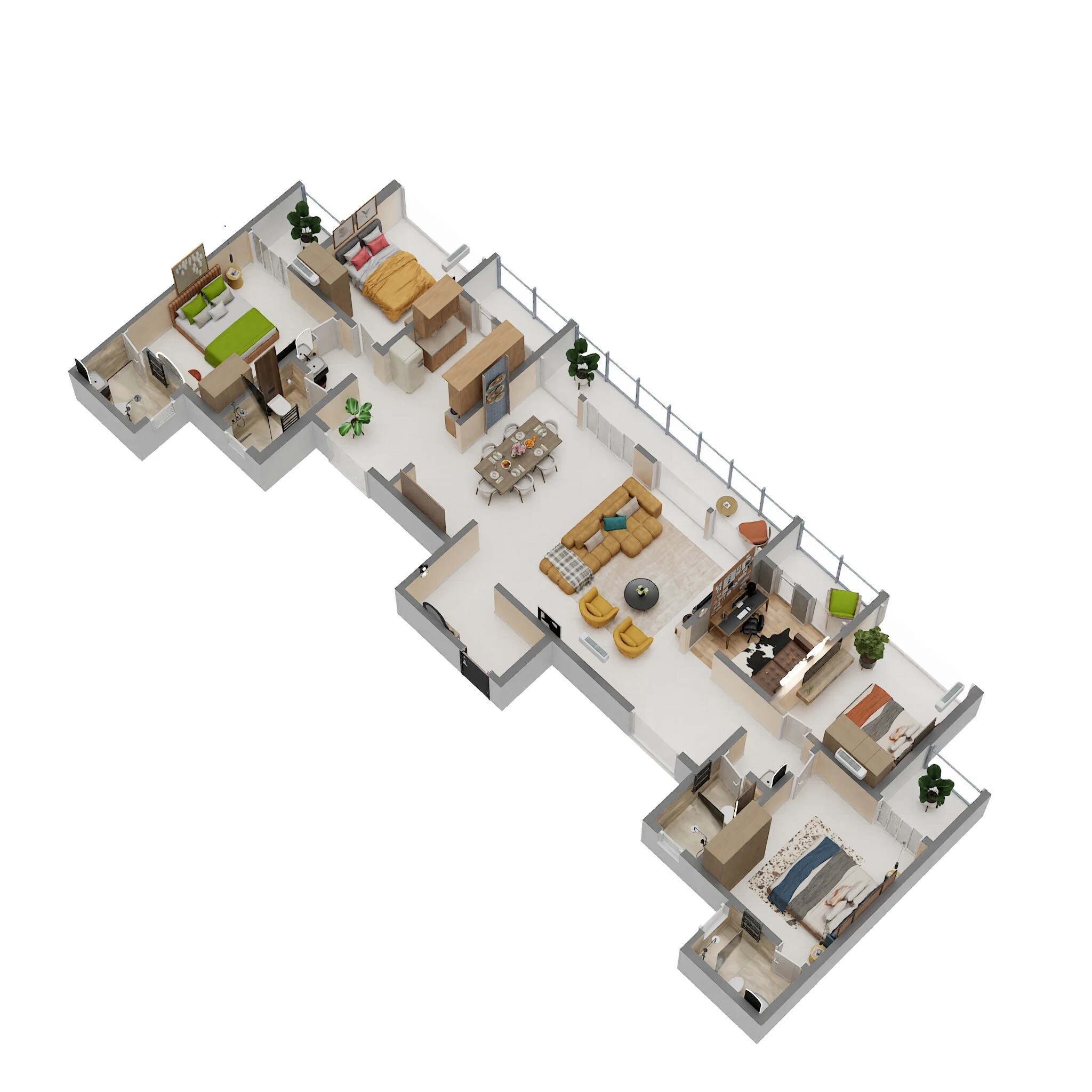 Floor plan of 4 BHK 1775 Sq. Ft. Apartment in Galaxy Orizzonte, Pune
