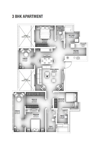  3 BHK Apartment at Ganga Legend, Bavdhan – for Rent