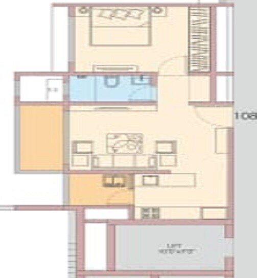 Floor plan of 1 BHK Apartment - 473 sq. ft. in Ganga New town, Pune
