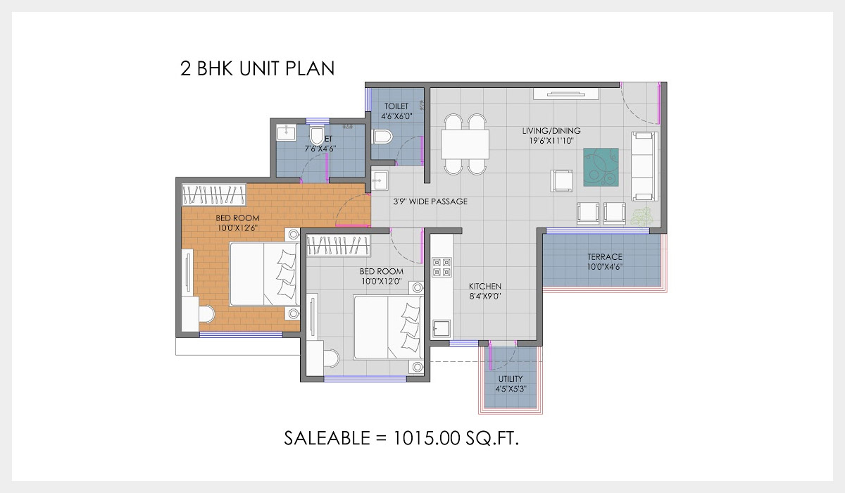 ganga new town apartment 2bhk 1015sqft 1
