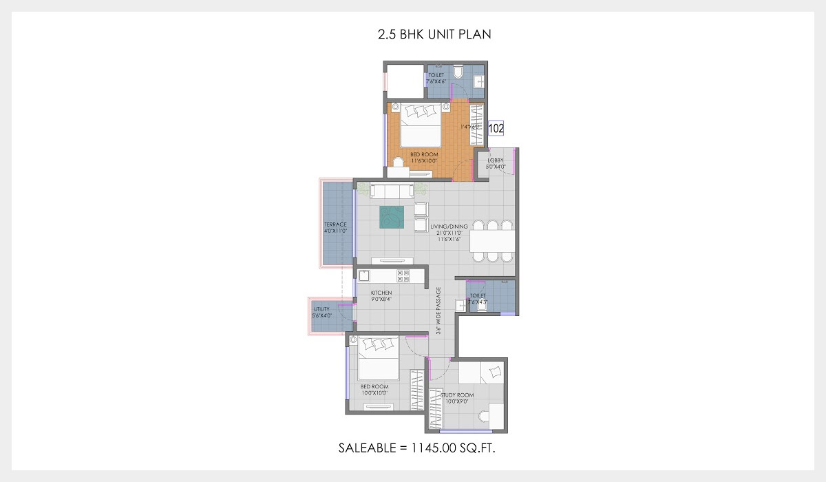ganga new town apartment 2bhk 1145sqft 1