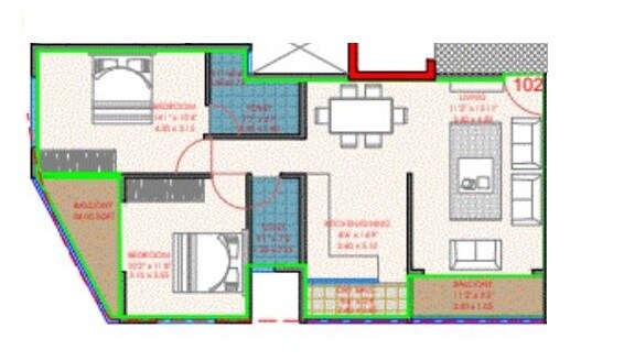 2 BHK 525 Sq. Ft. Apartment