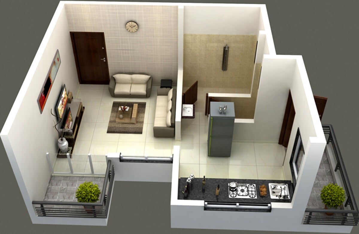 Floor plan of 253 Sq. Ft. Studio in Gangotree Shubhankar, Pune