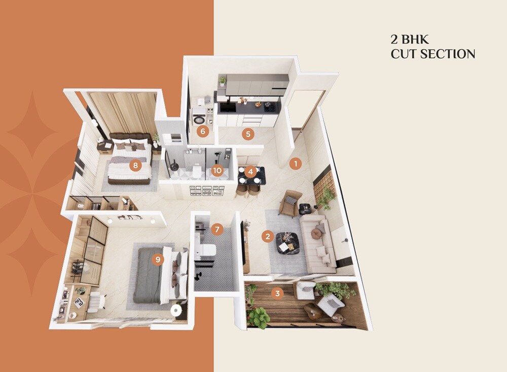 2 BHK 596 Sq. Ft. Apartment