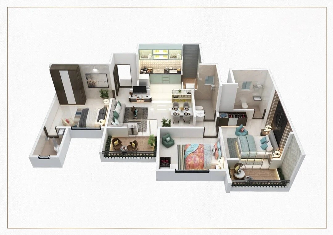 3 BHK 994 Sq. Ft. Apartment