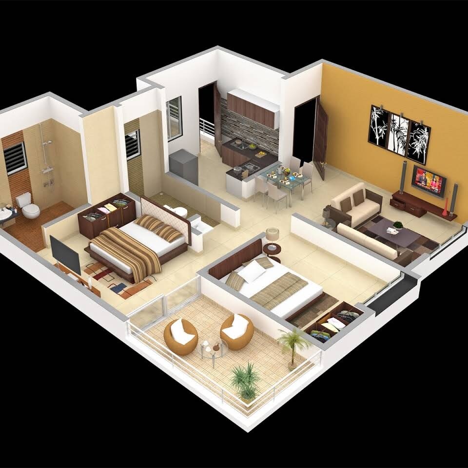 Floor plan of 2 BHK 493 Sq. Ft. Apartment in Gayatree LandMark Phase 2, Pune