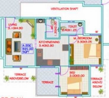Floor plan of 2 BHK 1078 Sq. Ft. Apartment in Gayatri Imperial Heights, Pune