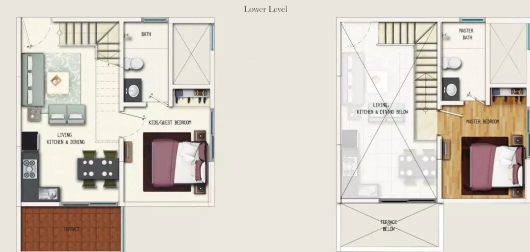 Floor plan of 2 BHK 543 Sq. Ft. Apartment in Gera Adara, Pune