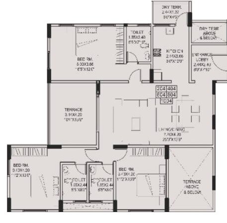 3 BHK 1101 Sq. Ft. Apartment