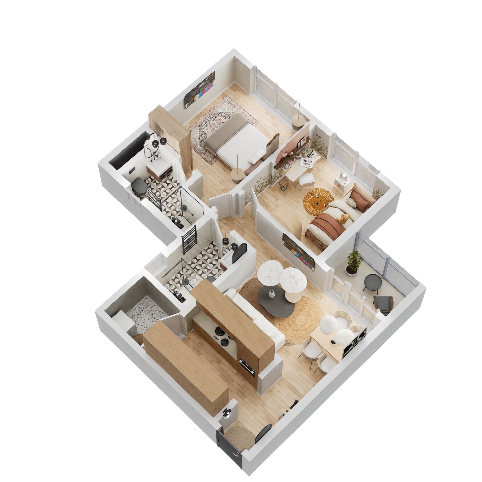 2 BHK 672 Sq. Ft. Apartment