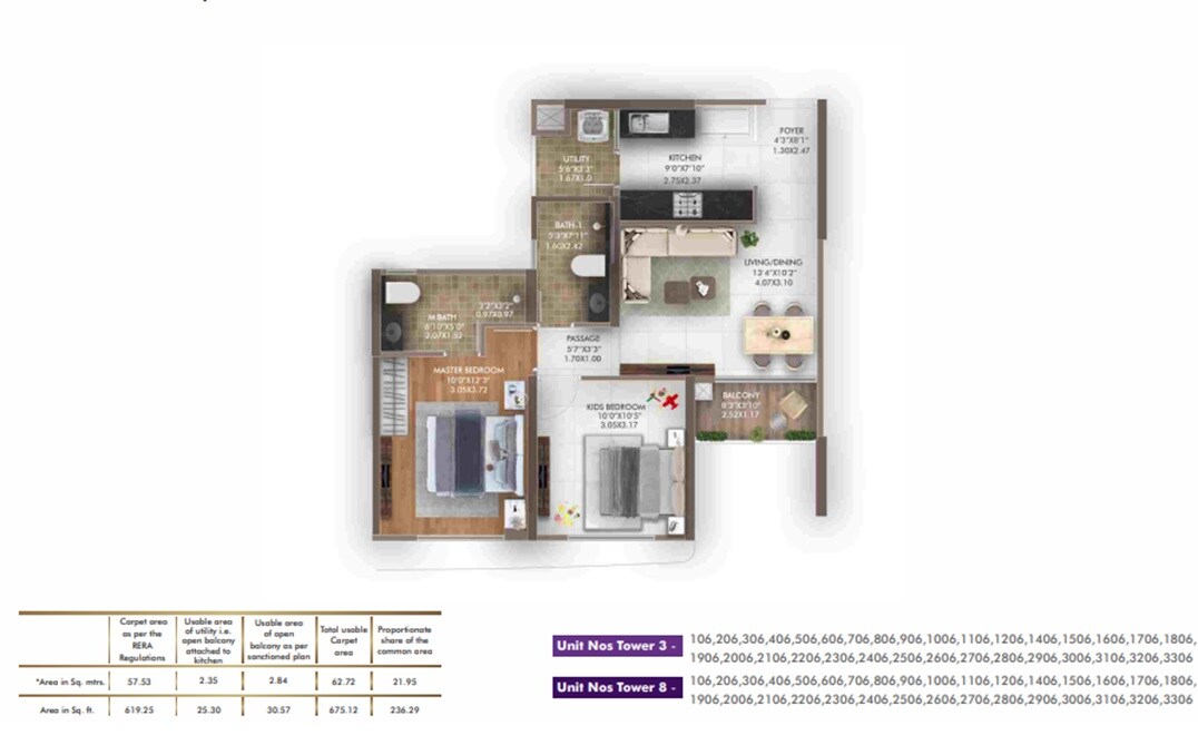  2 BHK Apartment at Gera Island of Joy, Kharadi – for Sale