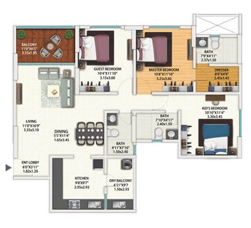  3 BHK Apartment at Gera Island of Joy, Kharadi – for Sale