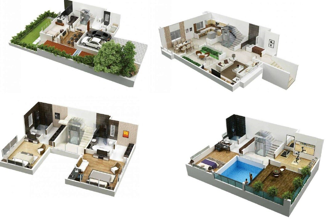 Floor plan of 5 BHK 4255 Sq. Ft. Villa in Gera Isle Royale, Pune