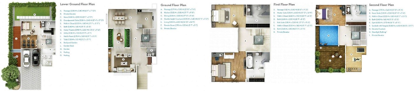 Floor plan of 5 BHK 4500 Sq. Ft. Villa in Gera Isle Royale, Pune