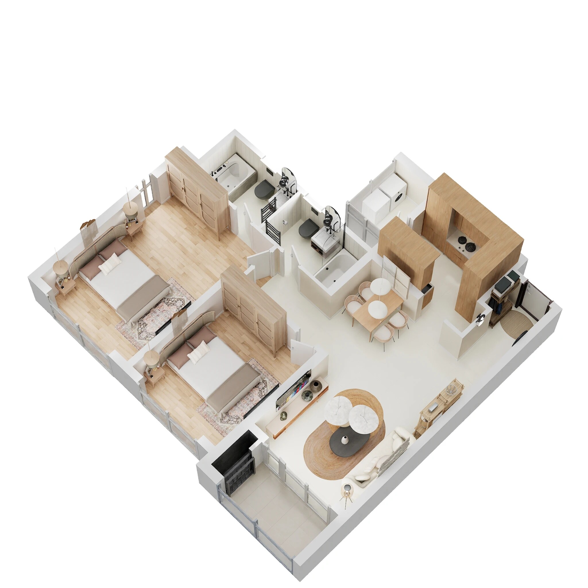 2 BHK 850 Sq. Ft. Apartment