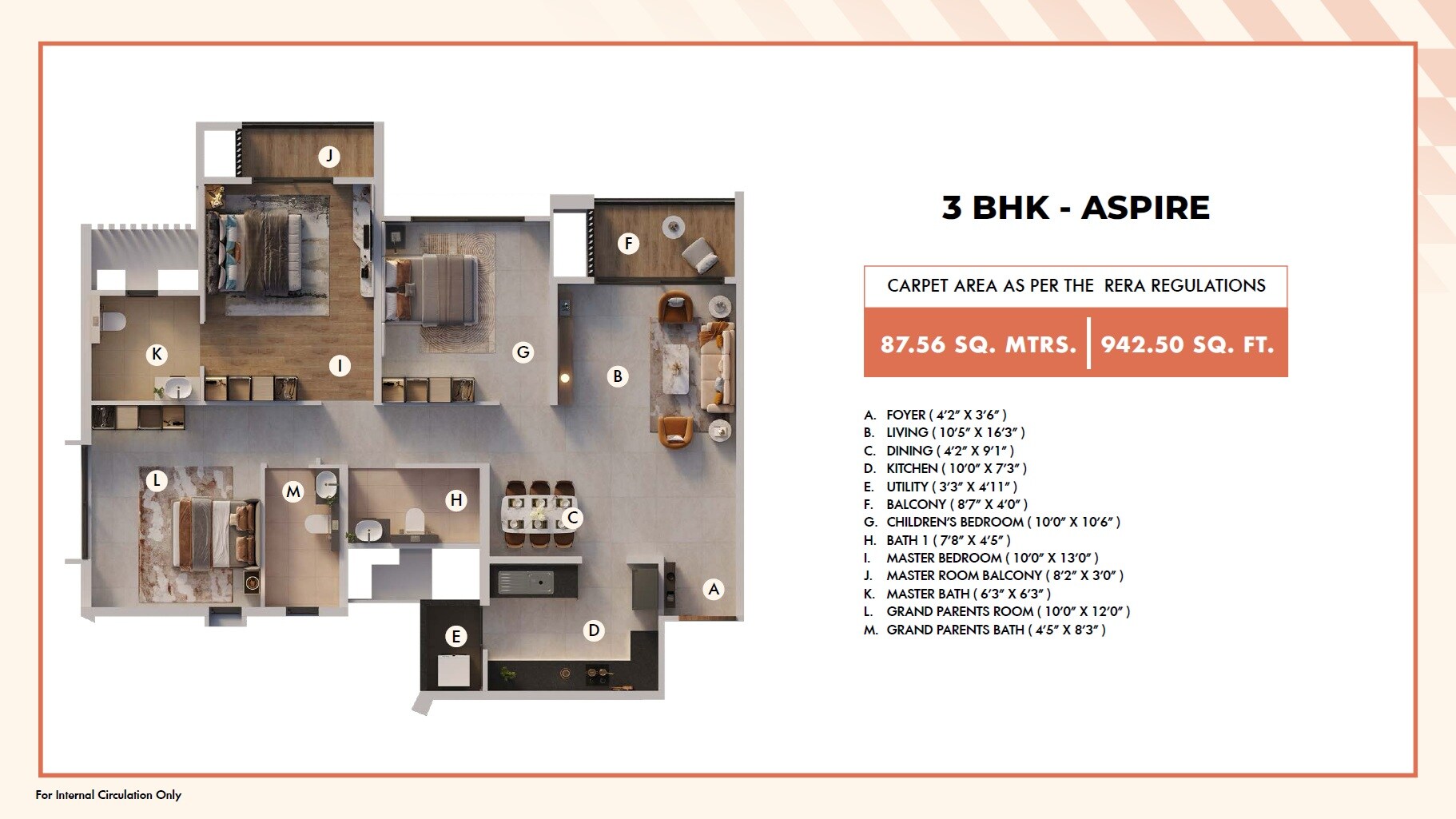 3 BHK 942 Sq. Ft. Apartment