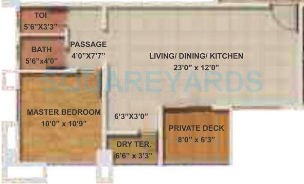 1 BHK 682 Sq. Ft. Apartment in Gera Park View