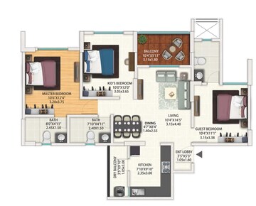  3 BHK Apartment at Raheja Vistas Phase II, Mohammadwadi – for Rent