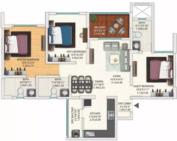  3 BHK Apartment at Geras World of Joy S, Kharadi – for Sale