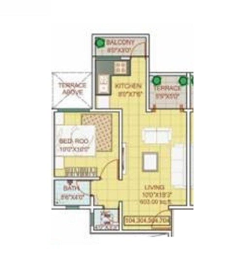 Floor plan of 1 BHK 386 Sq. Ft. Apartment in Giriraj Vrindavan, Pune