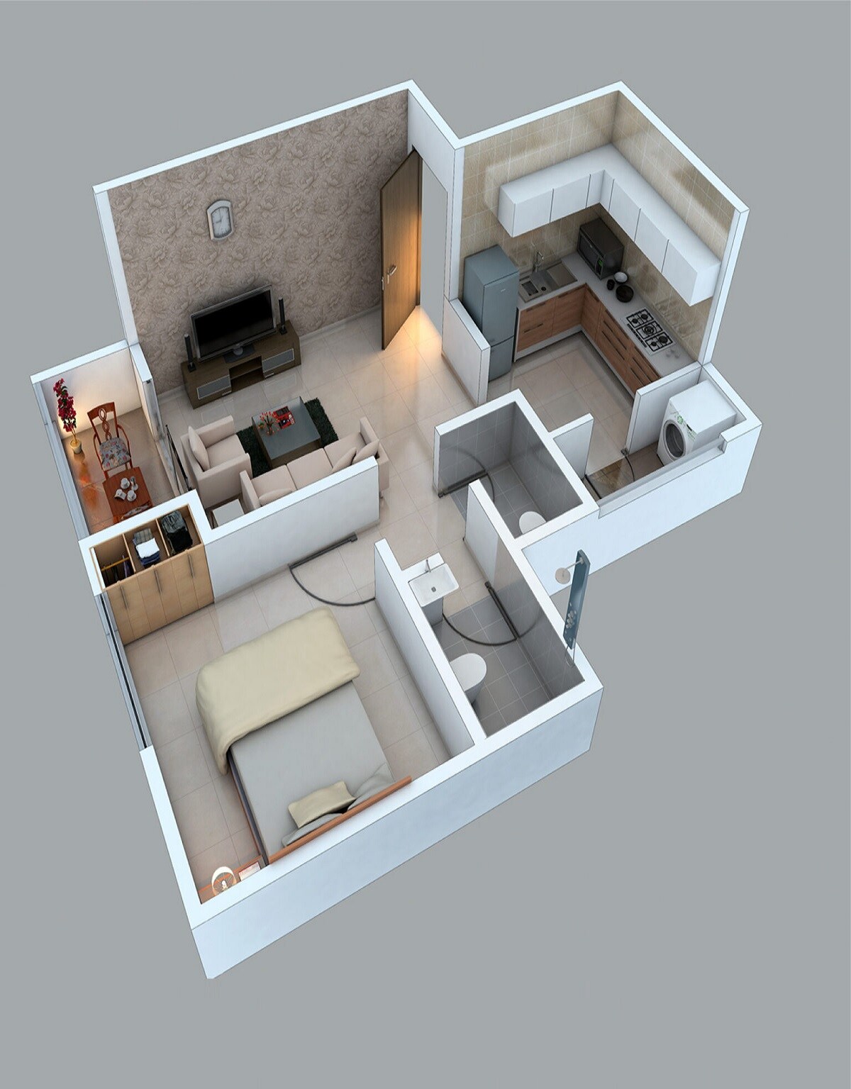 Floor plan of 1 BHK 463 Sq. Ft. Apartment in GK Aarcon, Pune